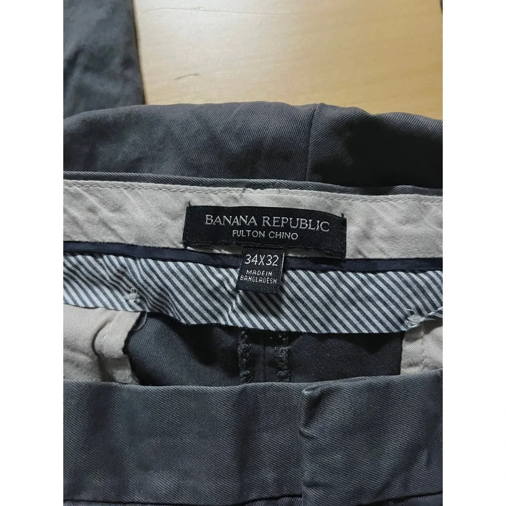 Banana Republic Fulton Chino Mens Pants 34x32 Green Mid Rise Dark Wash Office